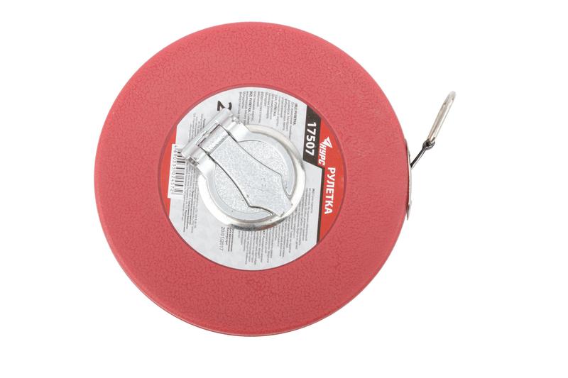 Рулетка 20м фибергласовая лента корпус пластик. красн. КУРС 17507