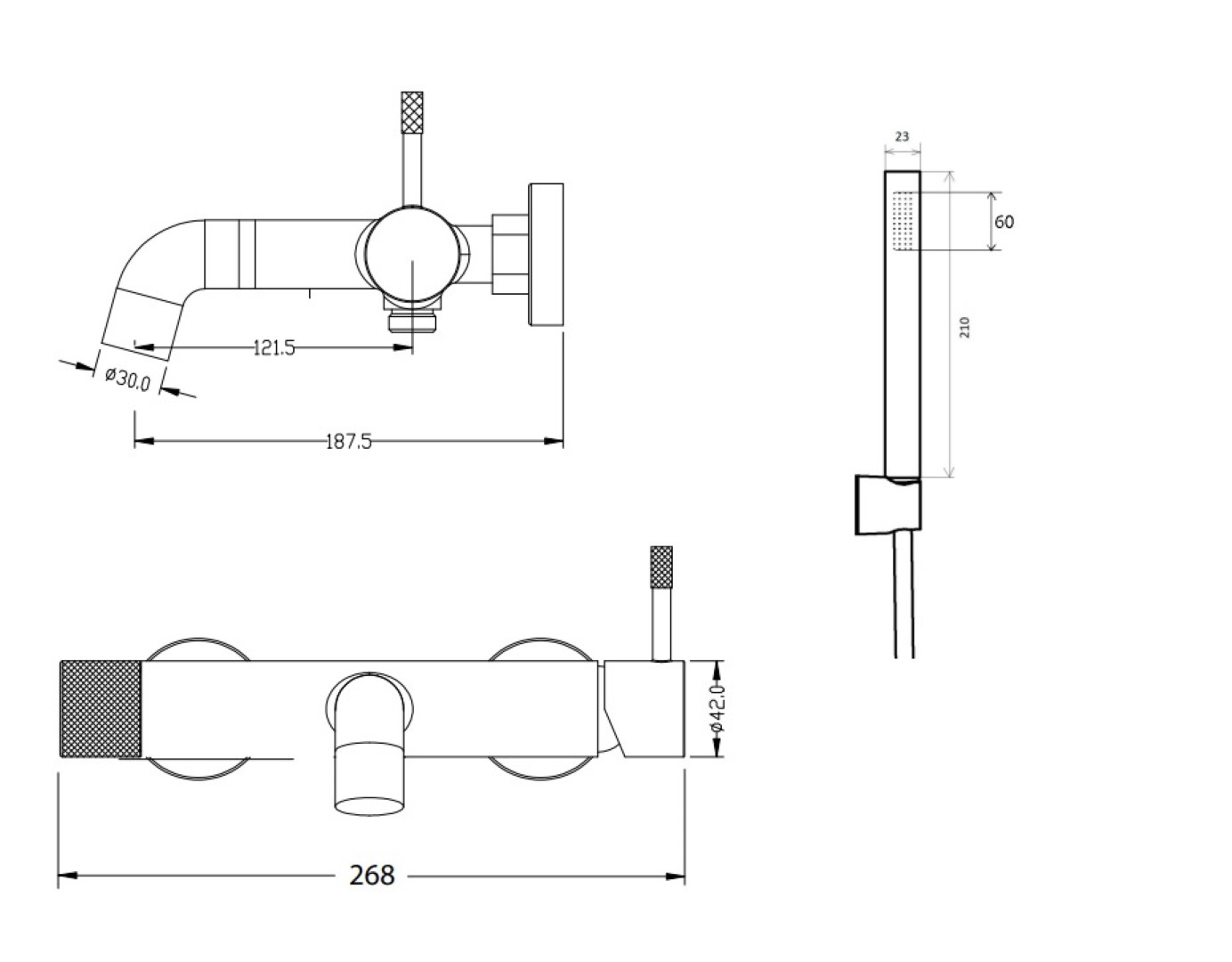 Смеситель для ванны, Uno. Nikel Brush