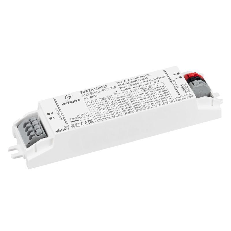 Блок питания ARJ-SP-36-PFC-WR 36Вт 3-50В 0.15-0.9А IP20 пластик Arlight 048714