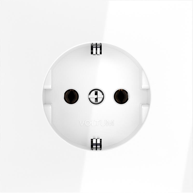 Розетка 1-м СП S70 16А с заземл. механизм бел. глянцевый Voltum VLS040101