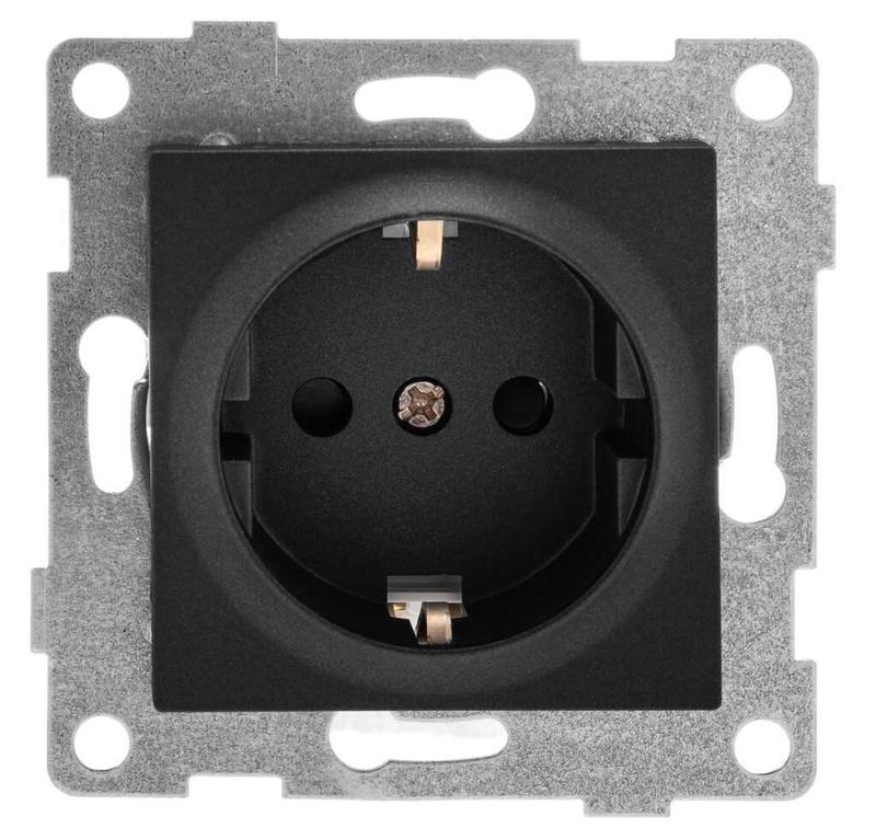 Механизм розетки 1-местн. с/з СП Ugra 16А 250В графит GUSI С11Р3-010