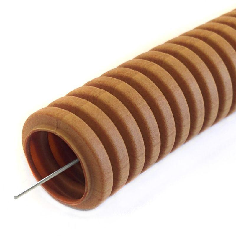 Труба гофрированная ПВХ легкая d20мм 350 Н бук с протяжкой черн. (уп.10м) Промрукав PR01.0038