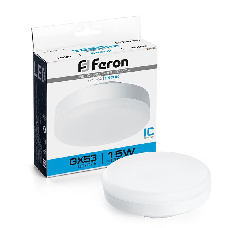 Лампа светодиодная 15Вт 230В GX53 6400К LB-454 FERON 25869