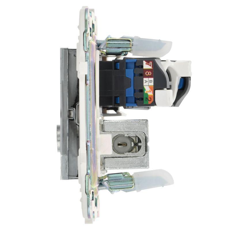 Розетка двойная TV+RJ45 кат.6E SKANDY SK-A15N никель IEK SK-AK20-2-K50