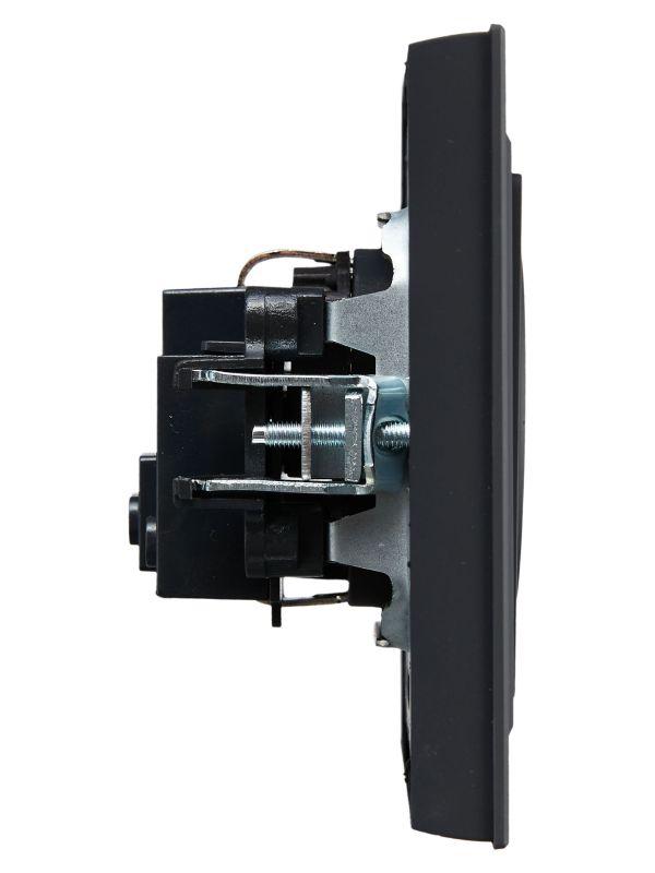 Розетка СП BRITE РСР14-1-0-БрГ 16А в сборе с заземл. защ. шторки графит IEK BR-R14-16-K53-F