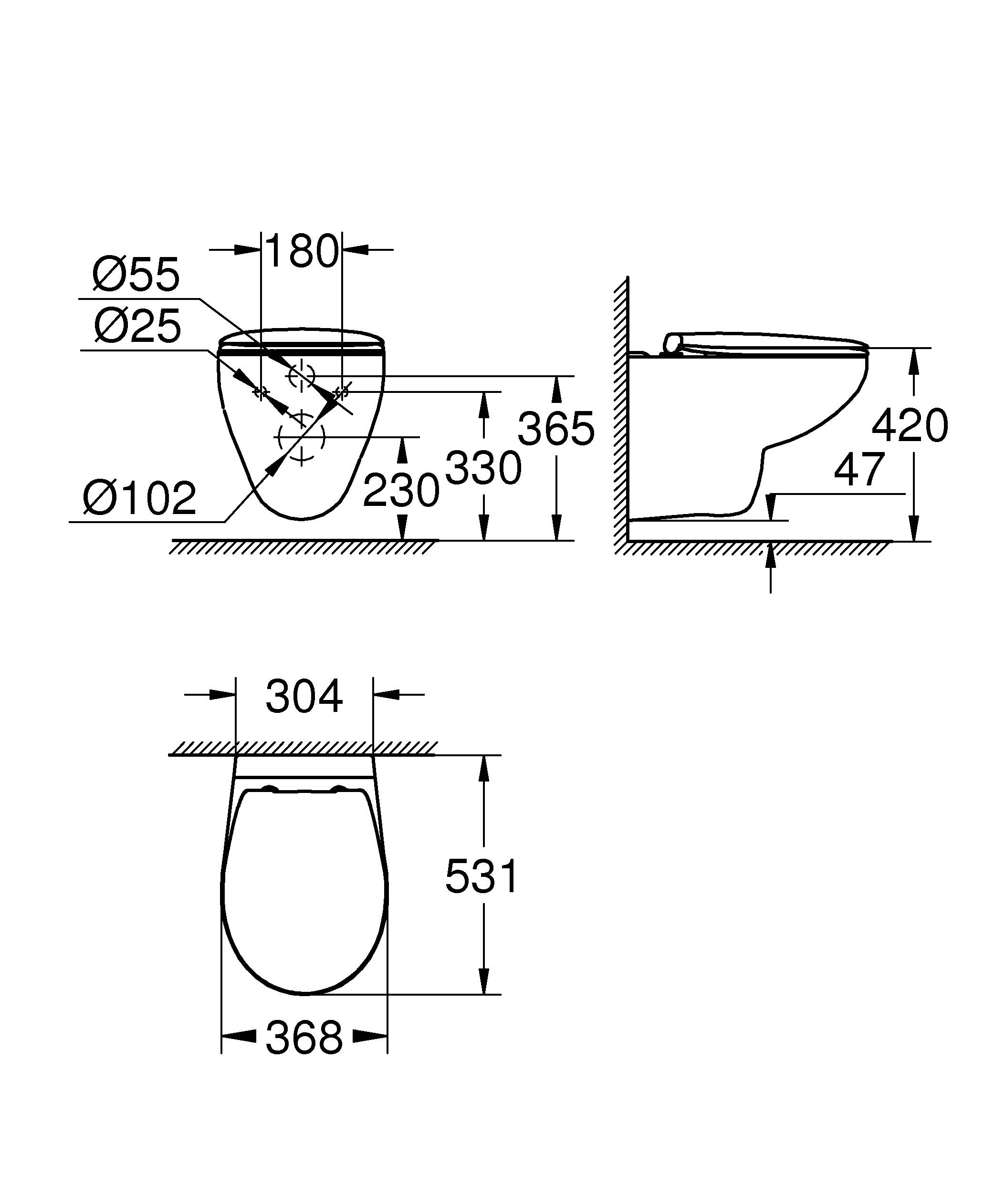 Унитаз подвесной с сиденьем GROHE Bau Ceramic 39351000 для унитаза альпин-белый