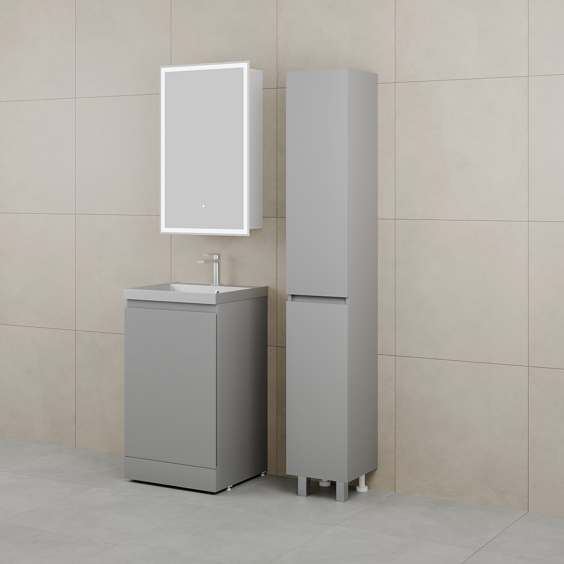 Тумба напольная "БАТЛЕР" (1 ящ.) под ASTI 500 Люкс антискрейтч серый PLUS