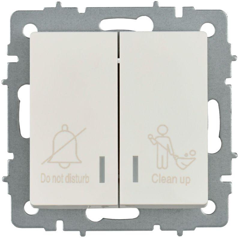 Выключатель 2-кл. BRITE 10А ВС10-2-9-БрЖ для отелей с индик. механизм жемчуж. IEK BR-V20-2-10-K36