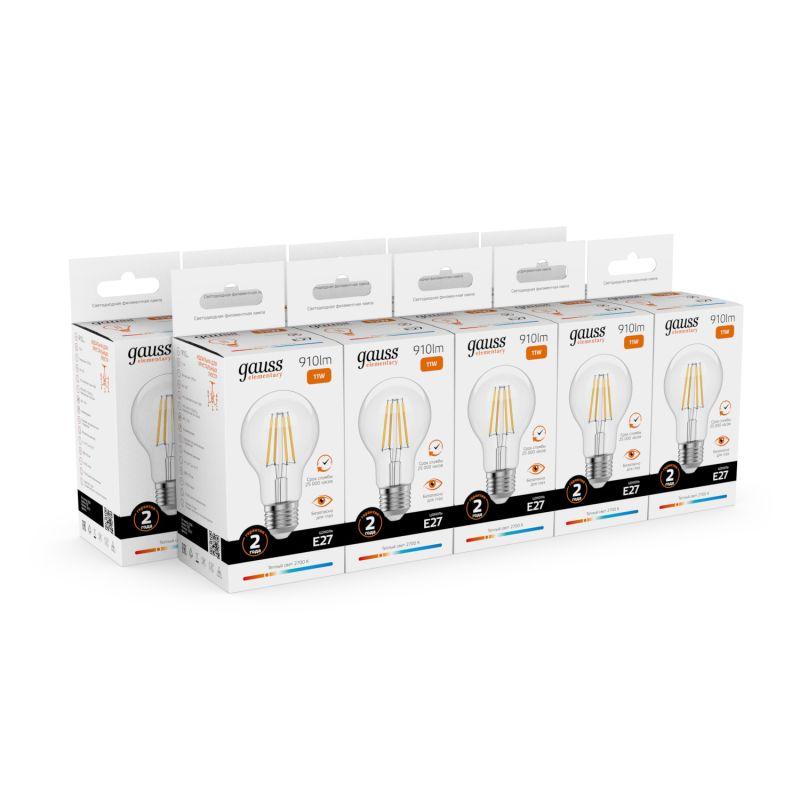 Лампа светодиодная филаментная Filament Elementary А60 11Вт 2700К Е27 910лм GAUSS 22211