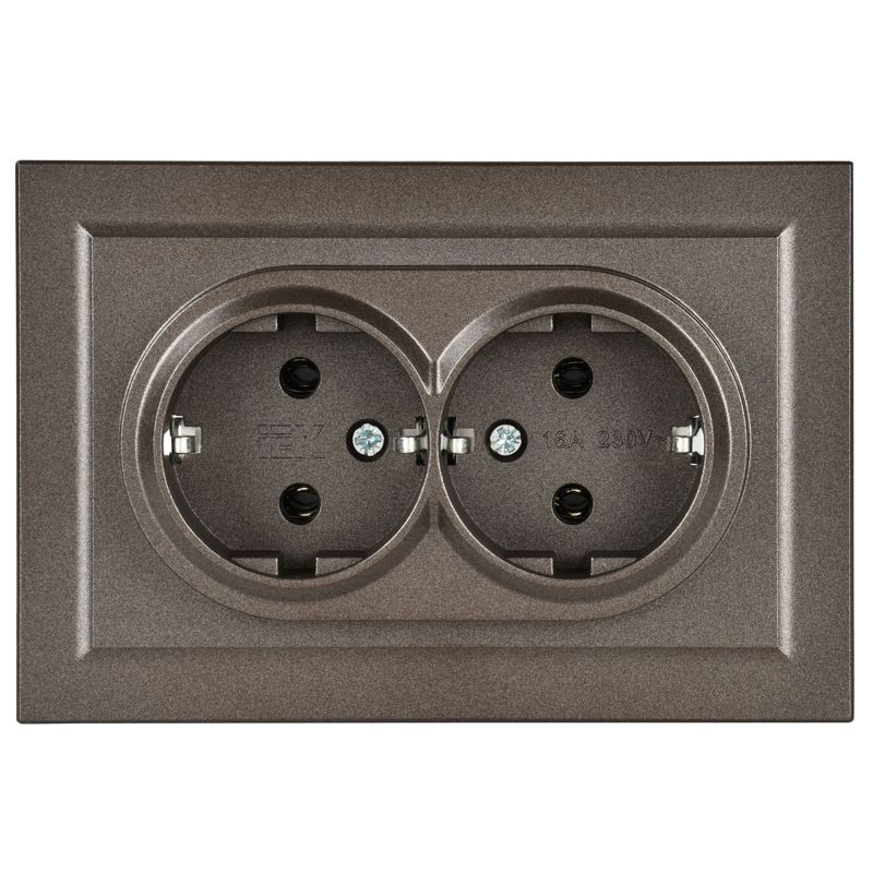 Розетка 2-м СП BRITE РС12-3-БрТБ 16А в сборе с заземл. без защ. шторок бронза IEK BR-R21-16-K45-F