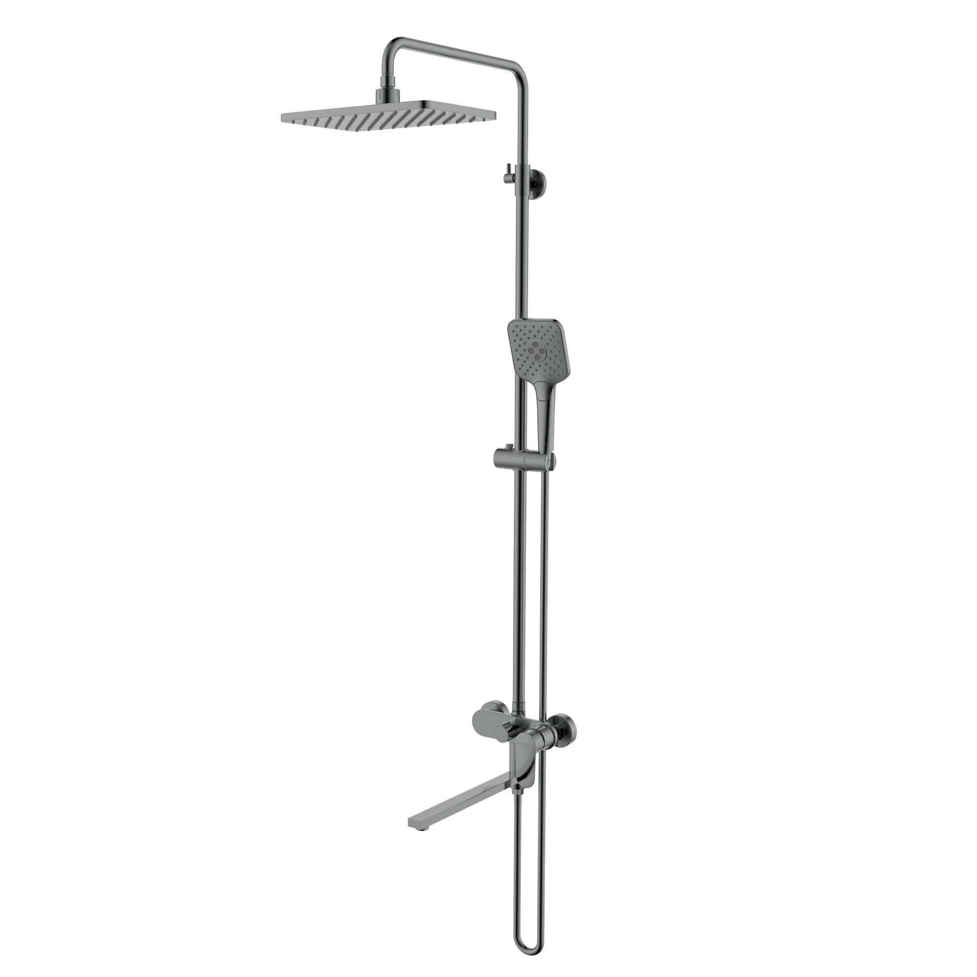 Душевая система Aquatek НИКА  (смеситель для ванны) 3 jet 300х193 мм с длинным изливом AQ2860CR             оружейная сталь