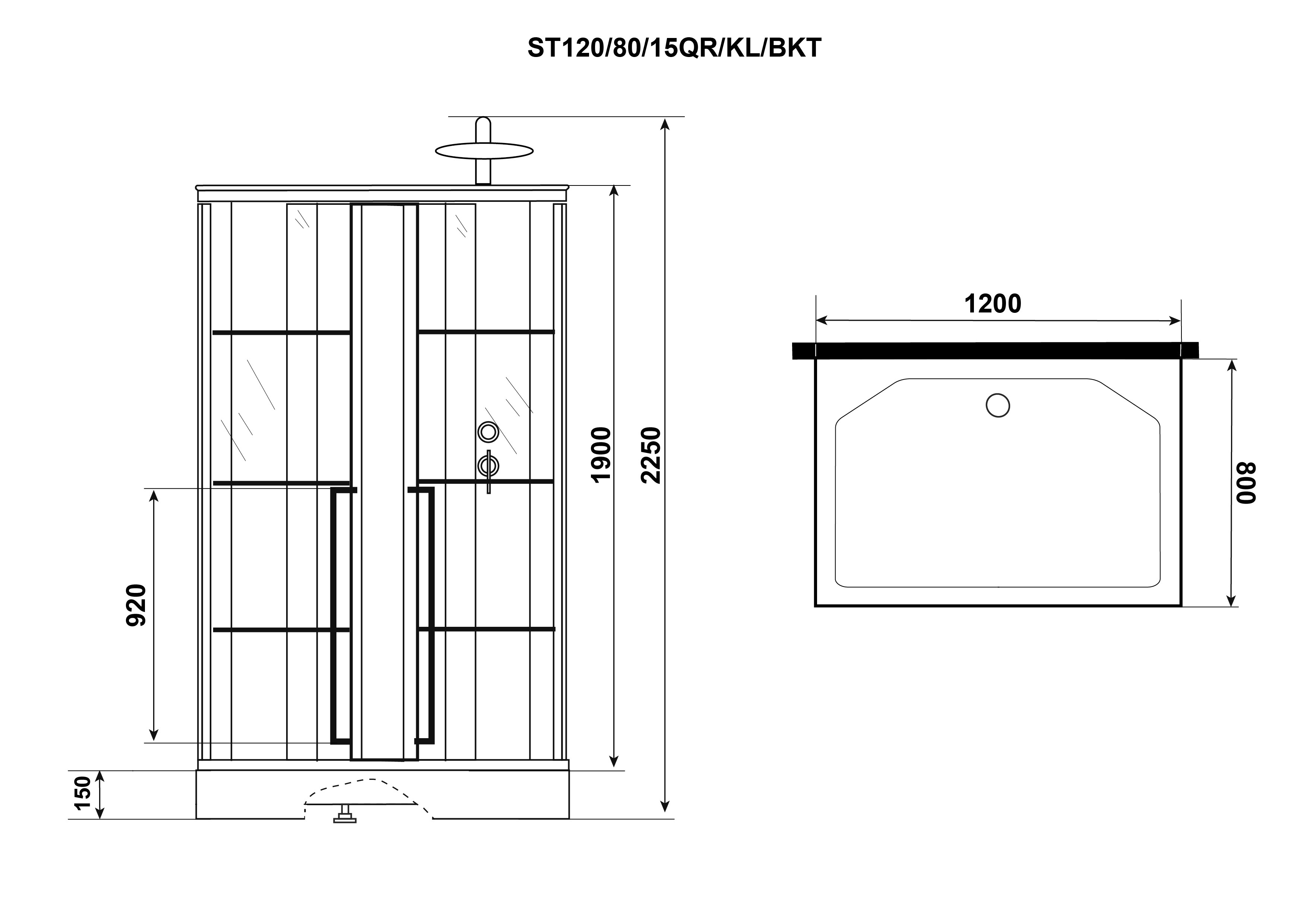 Душевая кабина Niagara Standart ST120/80/15QR/KL/BKT (1200х800х2250)