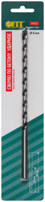 Сверло победитовое ударное цилиндрический хвостовик (для бетона; кирпича) 8х200мм FIT 34552