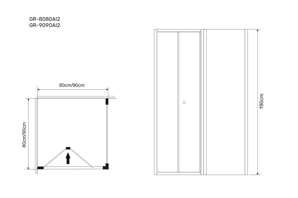 Душевое ограждение GR-9090 Alba2 (90*90*190)