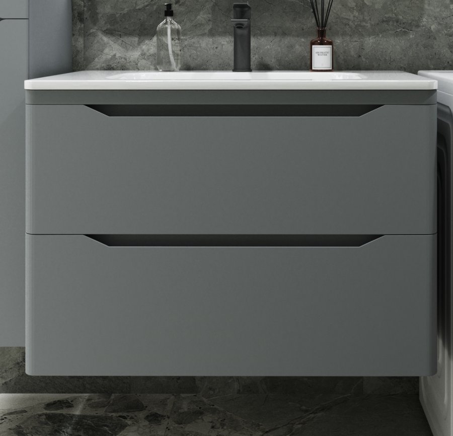 Тумба подвесная "Марелла 80" (2 ящ.) Люкс антискрейтч серый, PLUS