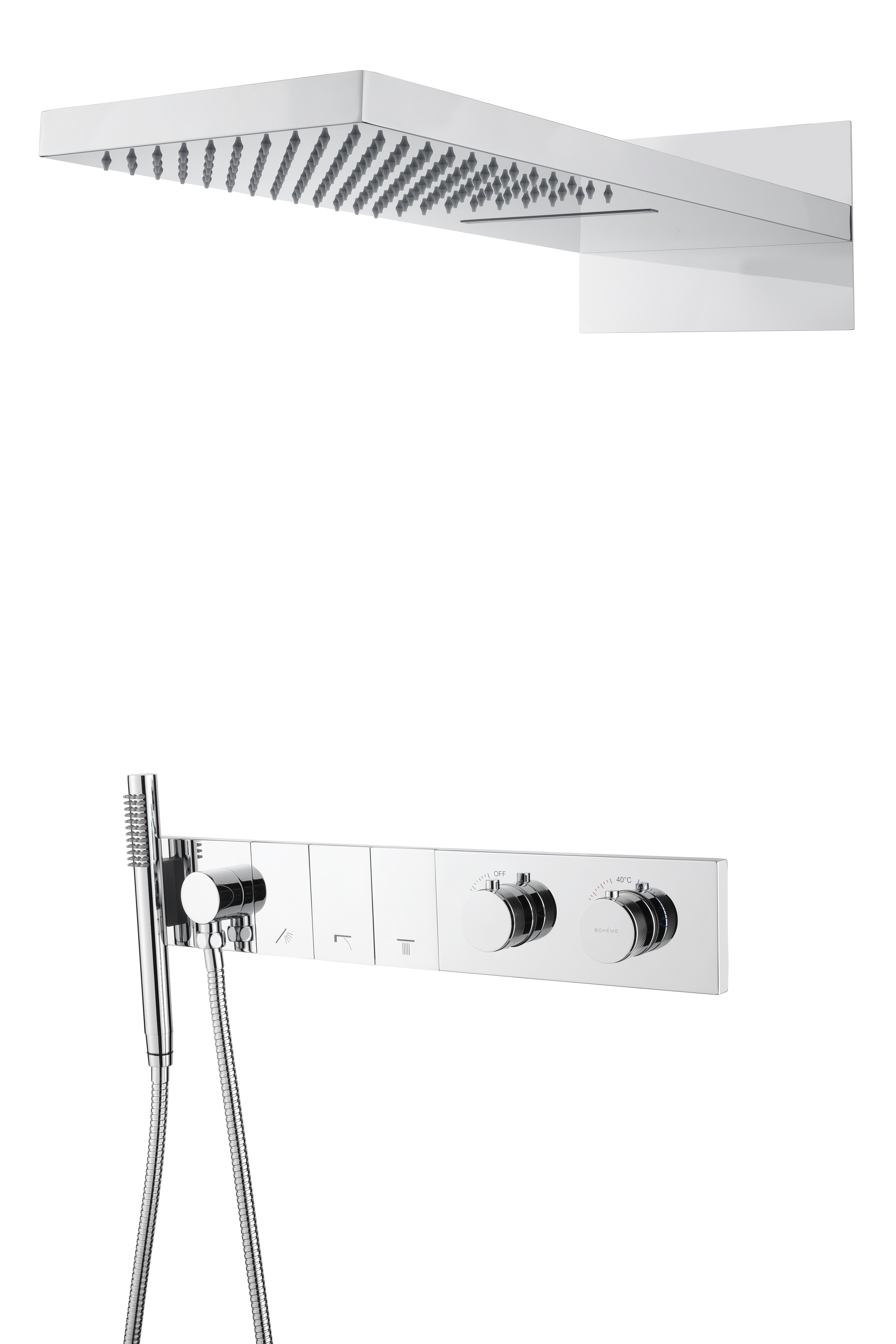 Встроенная душевая система  ZODIAC с термостатом, трехпозиционная NIKEL BRUSH