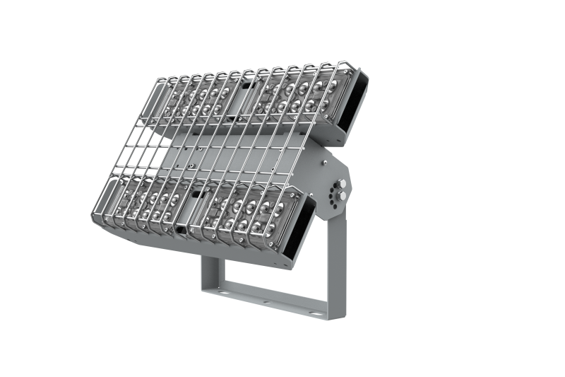 Светильник светодиодный Fizruk 100Вт CRI90 4000К IP65 спортивный для образовательных учреждений накладной поворот. кроншт. защ. решетка оптикой 120град. RAL7045 сер. диммер DALI VARTON V1-E0-70705-04D05-6510040