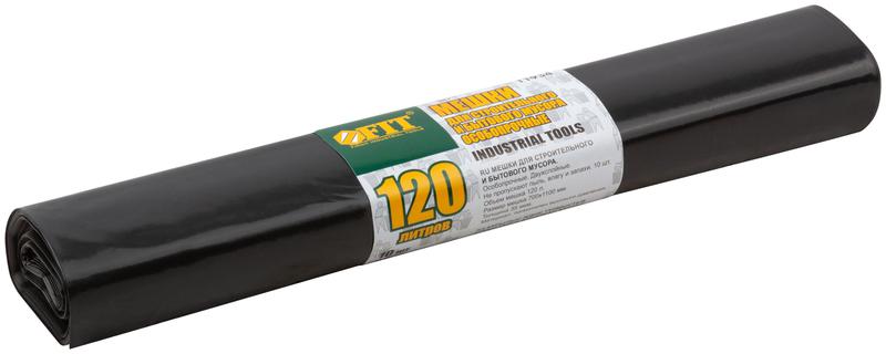 Мешок для строительного мусора ПВД особопрочные 120л 700х1100мм толщина 35мкм (уп.10шт) FIT 11934