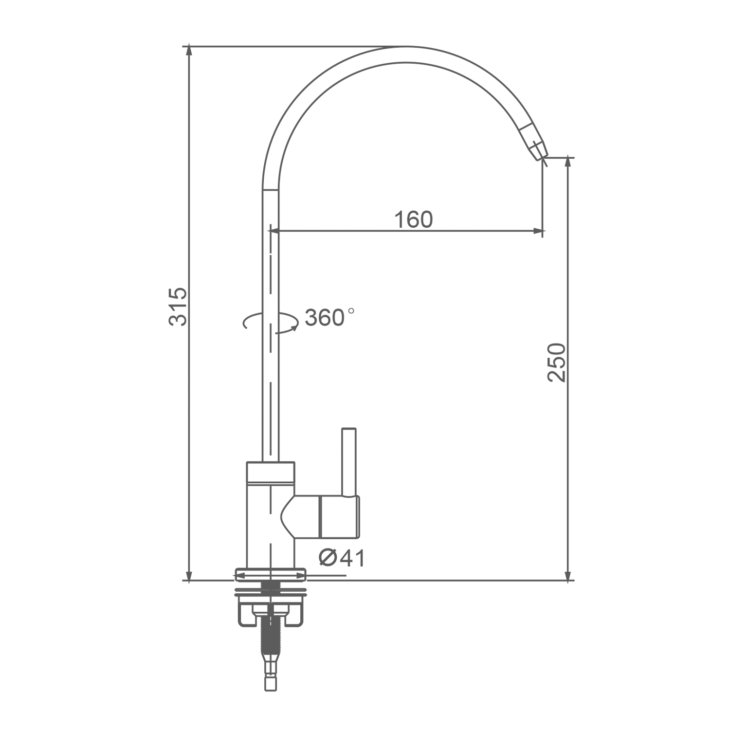Кран на одну воду с подключением фильтра питьевой воды Splenka S249.60.05, сатин