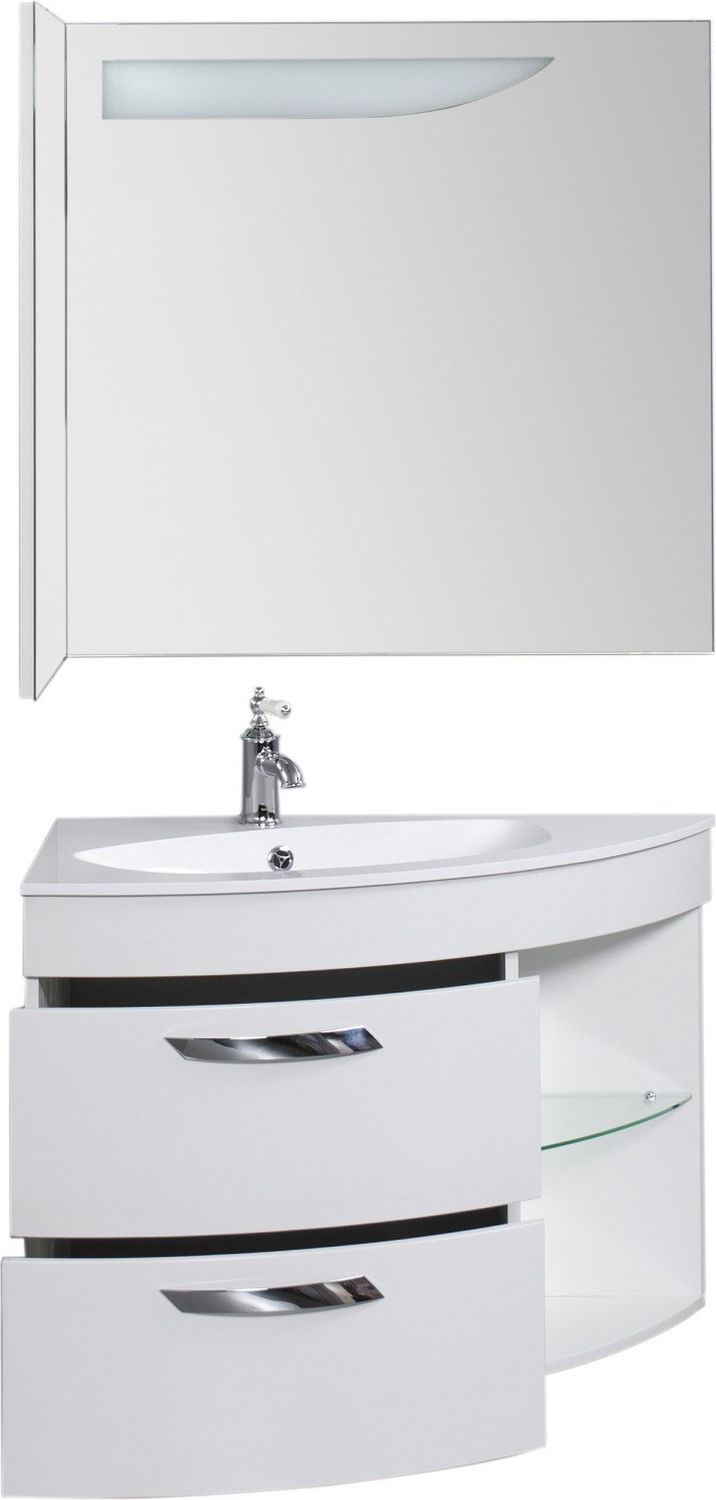 Тумба для ванной без раковины De Aqua Трио 90 Люкс L белая 197201