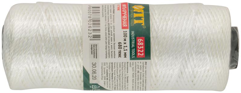 Нить крученая на катушке 1.1ммх100м 680 текс р/н=35кгс бел. FIT 68322