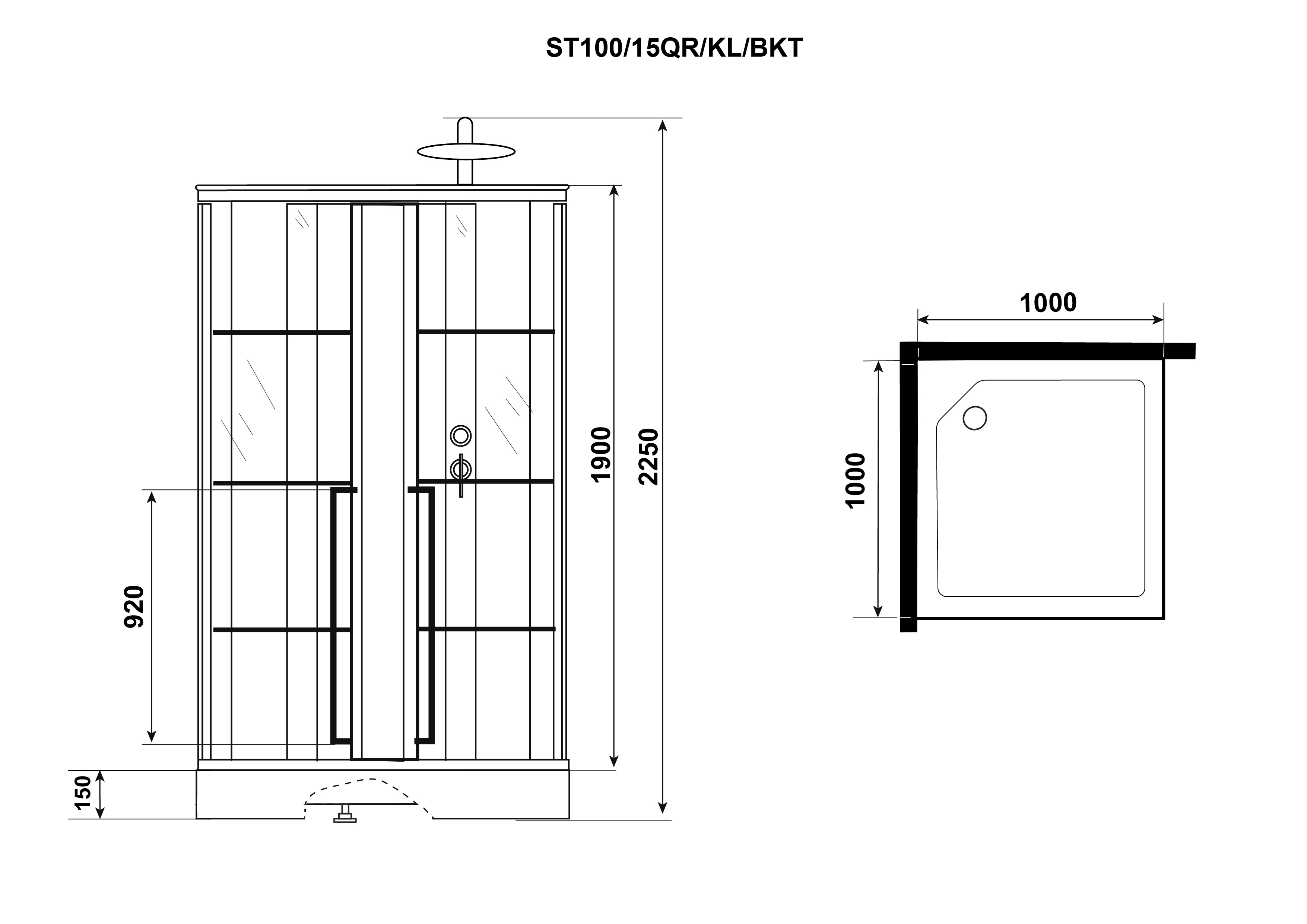 Душевая кабина Niagara Standart ST100/15QR/KL/BKT (1000х1000х2250)