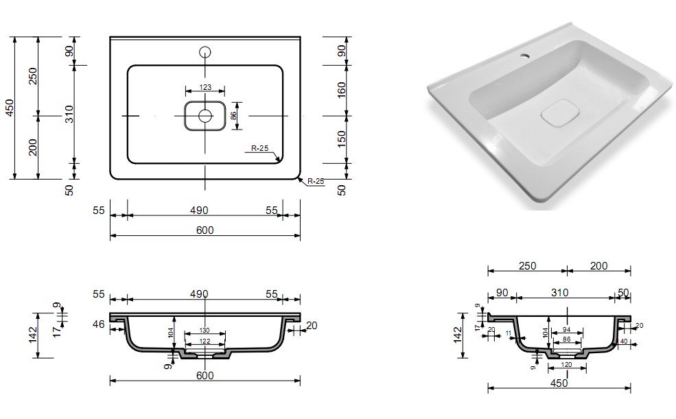 Тумба напольная "Каре 60" (2 ящ.) Люкс белая, PLUS