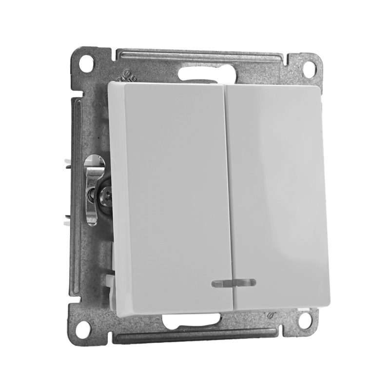 Выключатель 2-кл. СП AtlasDesign 10А IP20 (сх. 5а) 10AX с подсветкой механизм бел. SE ATN000153