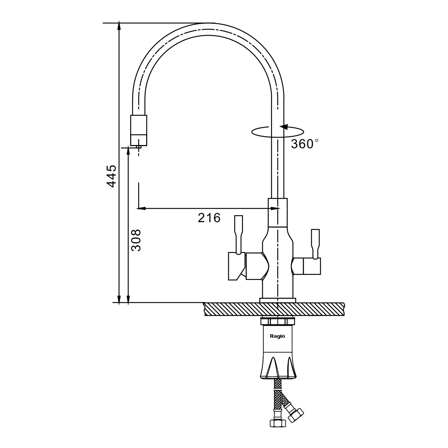 Смеситель для кухни с подключением фильтра Raglo R81.64.09, графит
