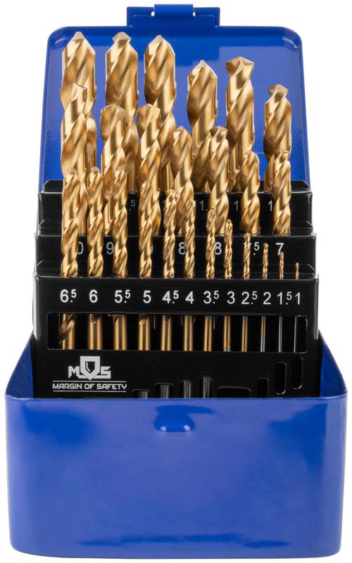 Набор сверл по металлу HSS шлифованные титановое покрытие угол заточки 135град. мет. бокс 25шт (1-13мм через 0.5мм) MOS 35745М