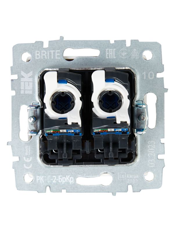 Розетка компьютерная двойн. СП RJ45 кат.5E BRITE РК10-2-БрКр механизм беж. IEK BR-K20-1-K10