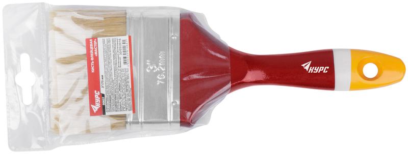 Кисть флейцевая "Мастер" 3дюйм (75мм) натур. щетина деревянная ручка КУРС 00837