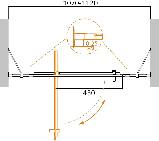 Душевая дверь CEZARES MOLVENO-BA-12-70+40-C-Cr-IV