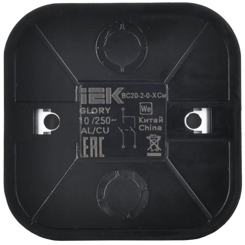 Выключатель 2-кл. ОП GLORY ВС20-2-0-ХСм 10А сталь матов. IEK EVH20-K46M-10