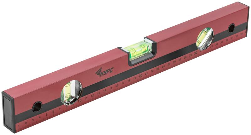 Уровень "Оптима" 400мм 3 глазка фрезерованная рабочая грань красн. корпус КУРС 18021