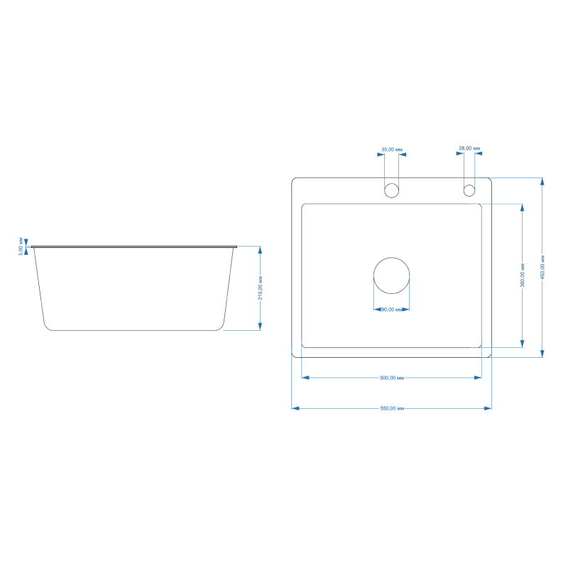 Мойка для кухни Fmark FSC5545Q, графит