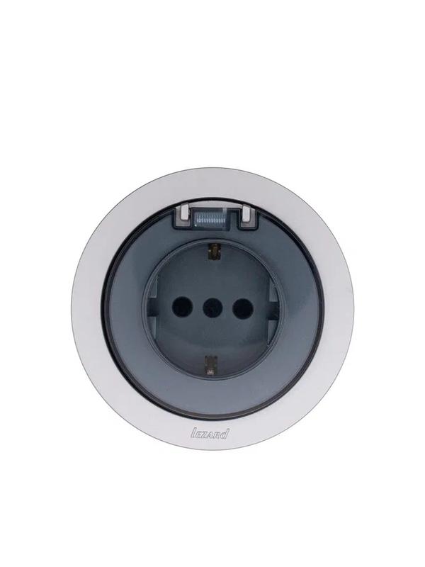 Розетка 1-м СП OSEN IP44 с заземл. с крышкой ПБТ механизм сер. матов. LEZARD 743-7488-123BIPCH