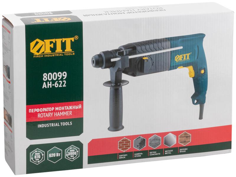 Перфоратор монтажный 620Вт 0-870об/мин 0-3900уд/мин 2.6Дж 3 режима SDS-PLUS FIT 80099