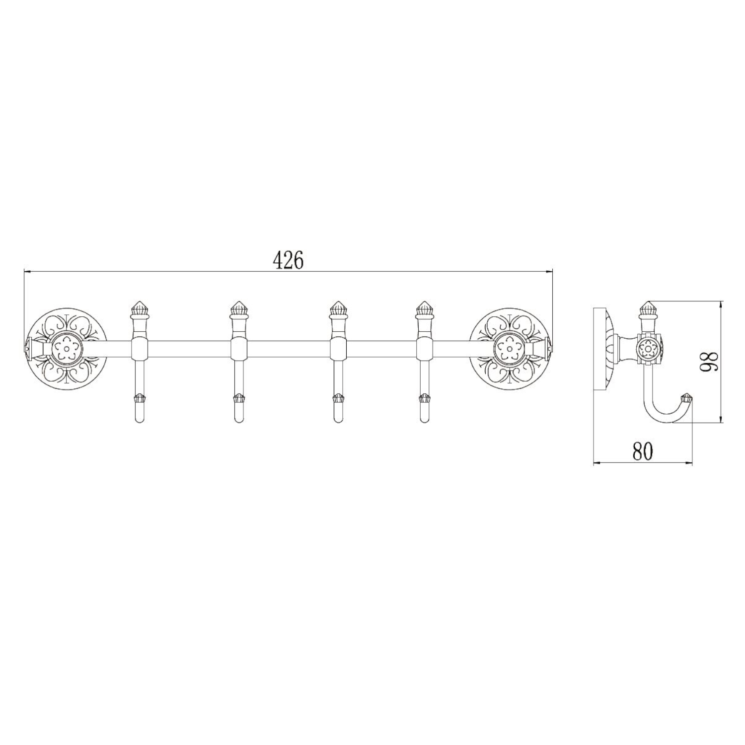 Планка с крючками Savol S-005874C, бронза