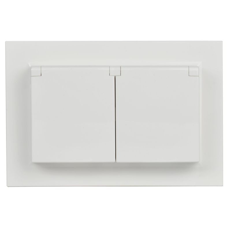 Розетка 2-м СП BRITE РСбш12-3-44-БрБ 16А в сборе IP44 с крышкой бел. IEK BR-R26-16-44-K01-F