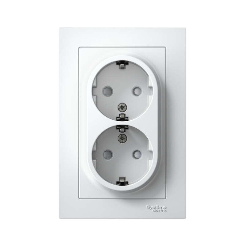 Розетка 2-м СП AtlasDesign 16А IP20 с заземл. защ. шторки в сборе бел. SE ATN000126