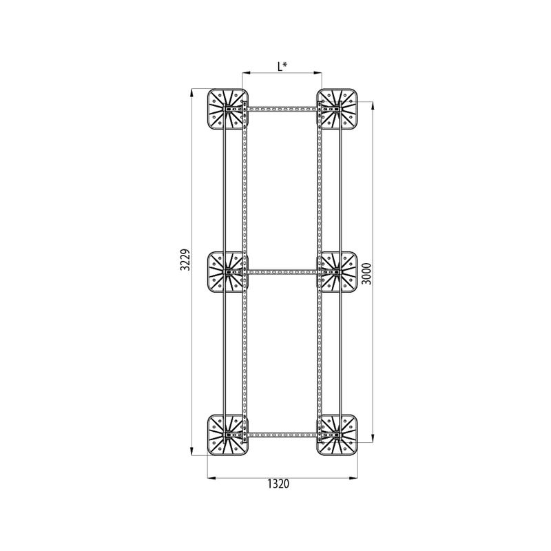 Конструкция опорная для установки оборудования TECHNORAPTOR FOOT 1000х3000 HD КМ TR0213