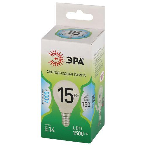 Лампа светодиодная GREEN LINE P45-15W-840-E14 GL 15Вт шар 4000К яркий свет бел. E14 Эра Б0067045