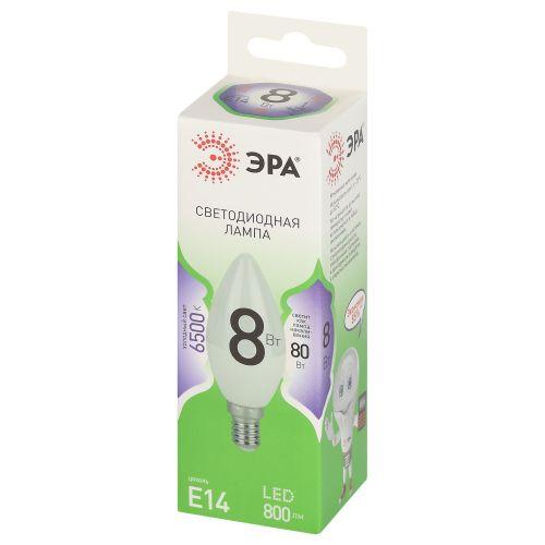 Лампа светодиодная GREEN LINE B35-8W-865-E14 GL 8Вт свеча 6500К свет холод. E14 Эра Б0067101