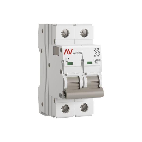 Выключатель автоматический модульный 2п L 1А 10кА AV-10 AVERES EKF mcb10-2-01L-av