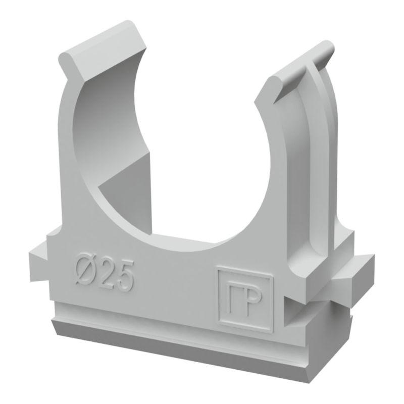 Держатель для труб (клипса) d25мм АБС-пластик в п/э (уп.100шт) Промрукав PR.02625