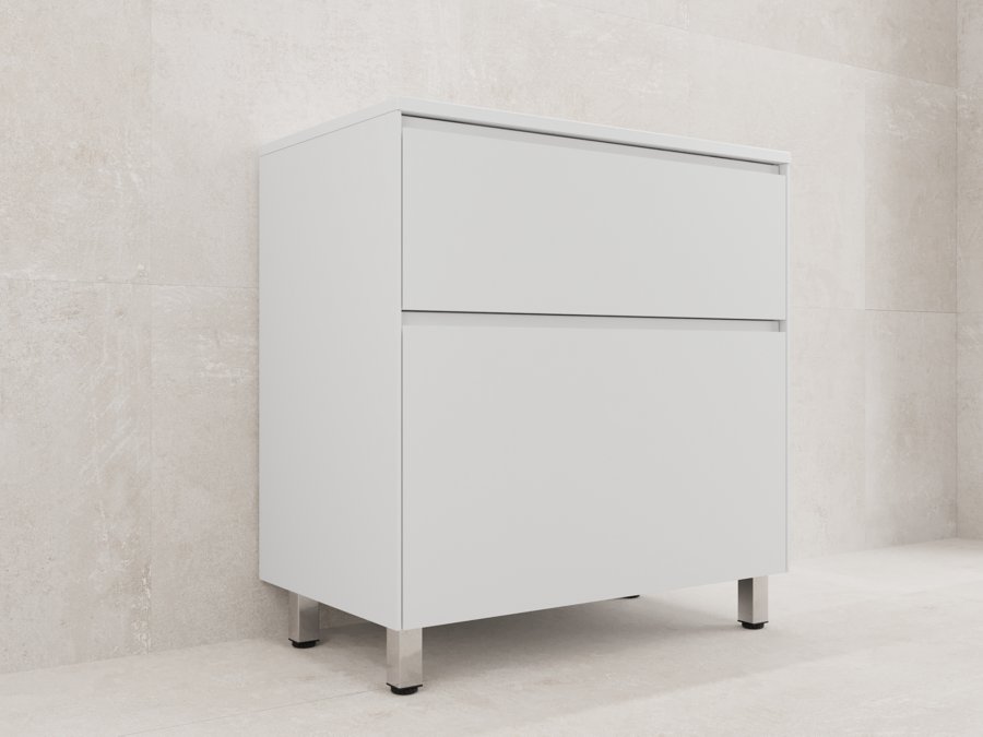 Тумба напольная "ЛИМА 80" эмаль, под раковину LINE 80, 2 ящ., PLUS, белый матовый