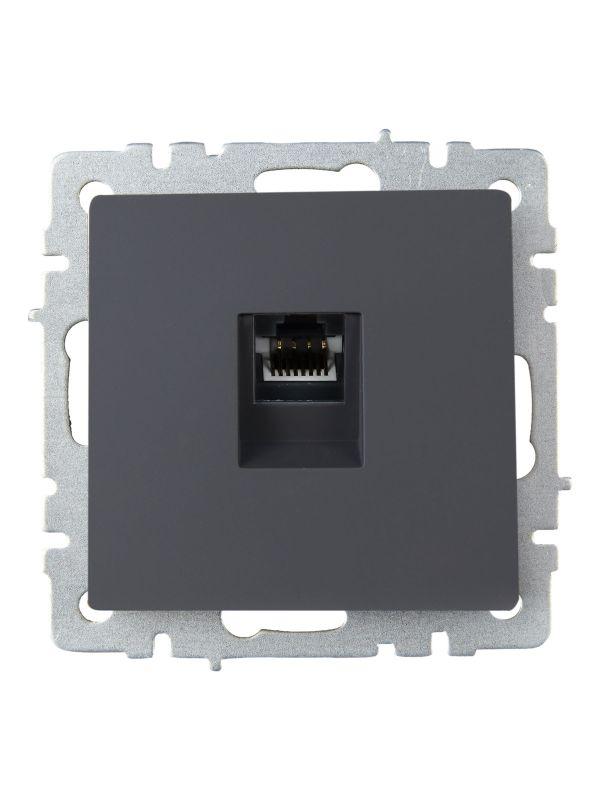Розетка компьютерная СП RJ45 кат.6 BRITE РК11-БрГ механизм графит IEK BR-K10-2-K53