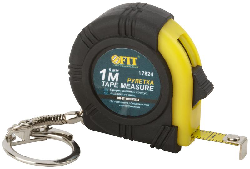 Рулетка-брелок 1мх6мм прорезиненный корпус FIT 17824