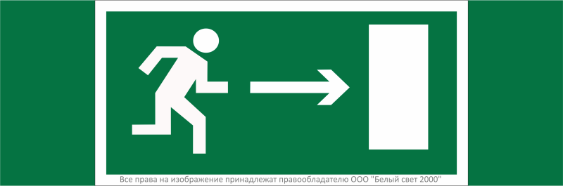 Знак безопасности NPU-3311.E03"Напр. к эвакуационному выходу направо" Белый свет a32666